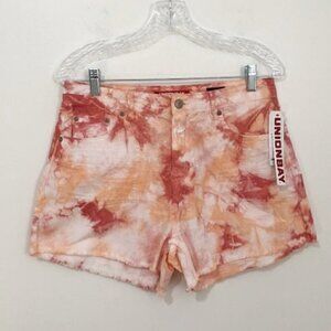 UNIONBAY High Rise Tie Dye Cut Off Denim Shorts